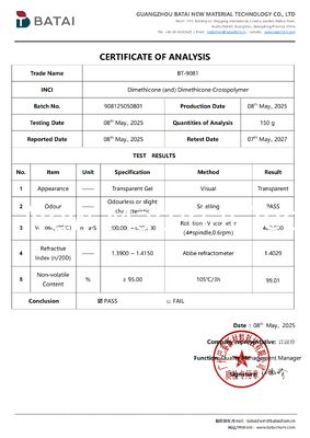 Gel elastomérico de silicone de baixa volatilidade e não mancha Dimeticone (e) Dimeticone Crosspolymer